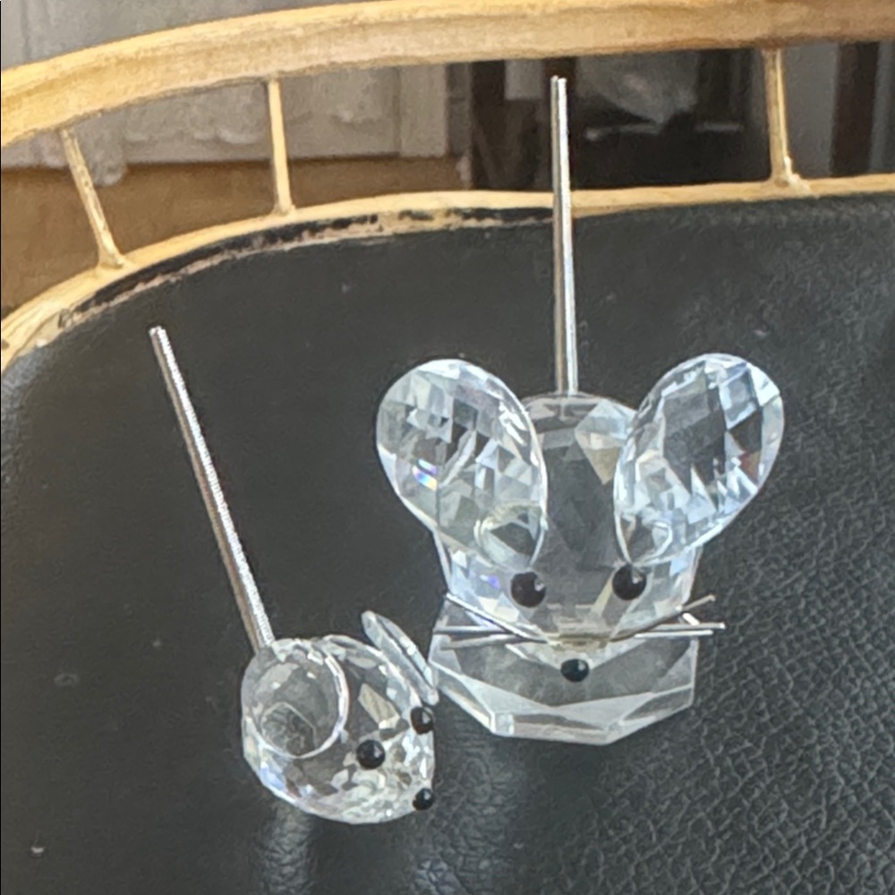 Swarovski Crystal Mom & Baby Mouse Figures